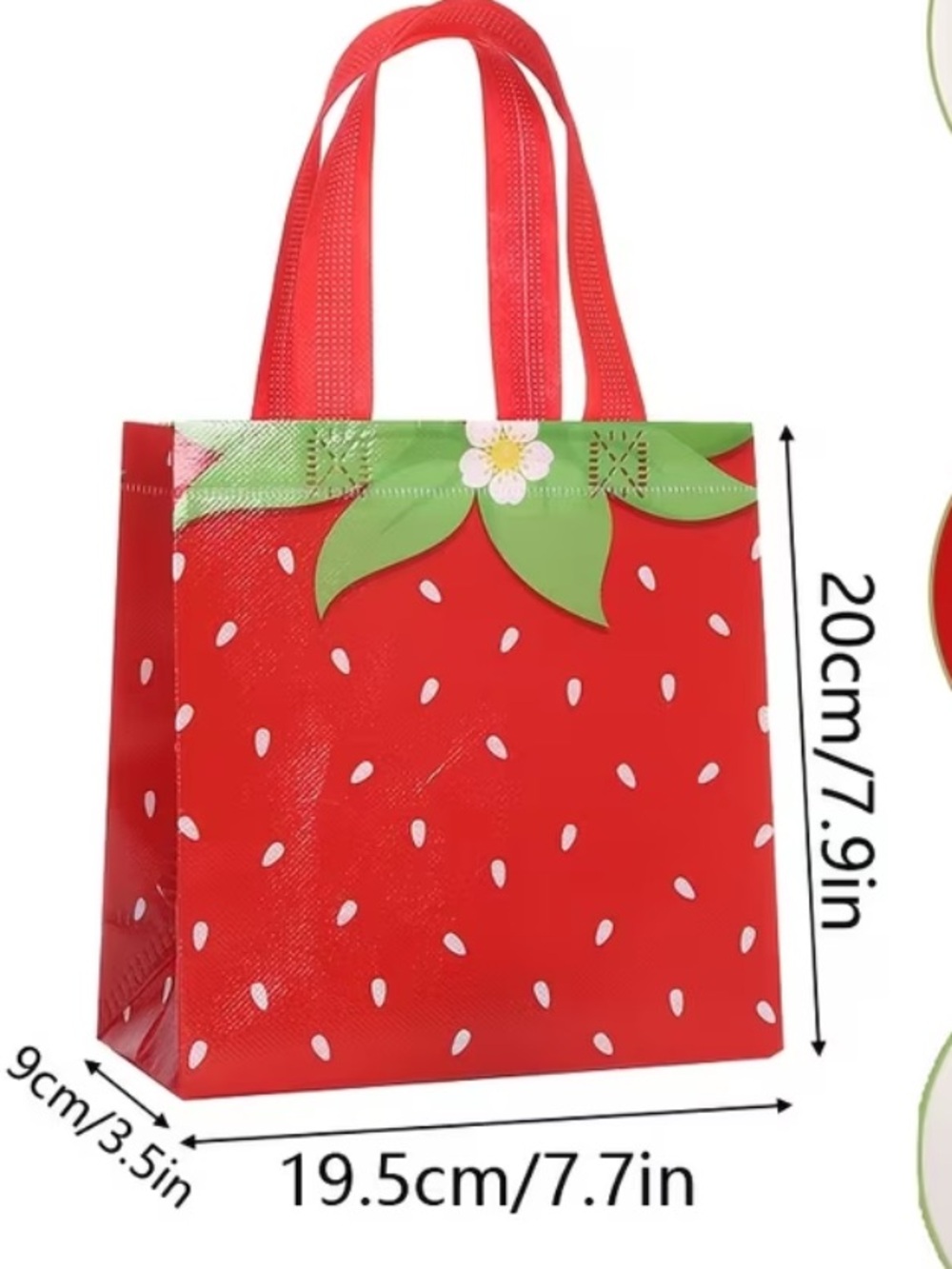 12 Strawberry Reusable Gift Bags Party Favor Tote Bags Tea Party Summer π - Picture 10 of 12